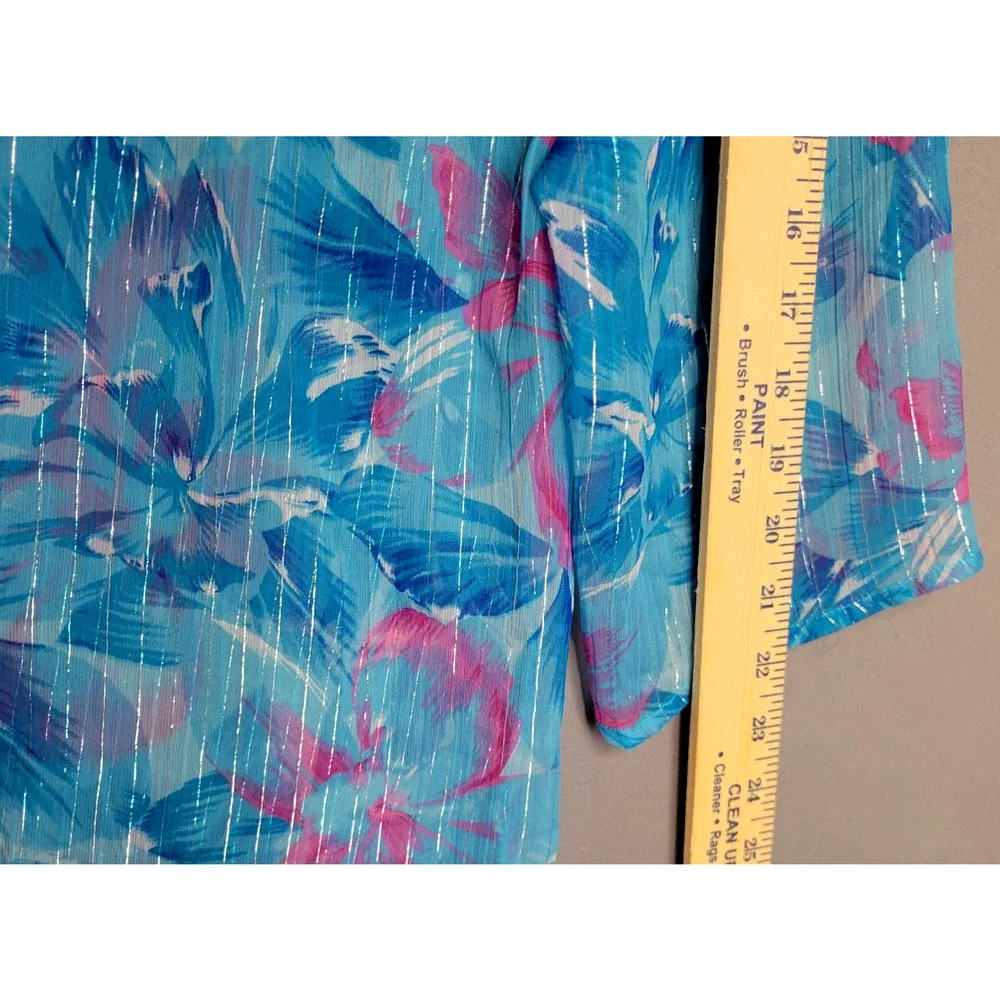 Creations Tropical Swim Cover Up Womens One Size Blue Pink Coastal Beach Vac - Picture 11 of 14